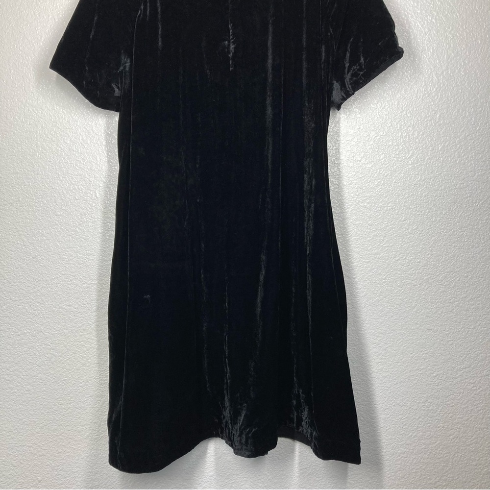 & Other Stories Crushed Velvet Black Swing Dress Short Sleeves Size 8 A- Line - Picture 11 of 16